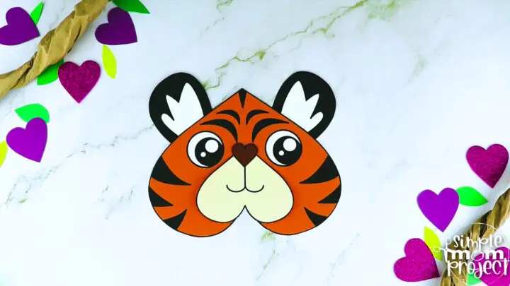 Printable Heart Tiger Craft for Kids, Preschool, Toddlers, kindergarten 2