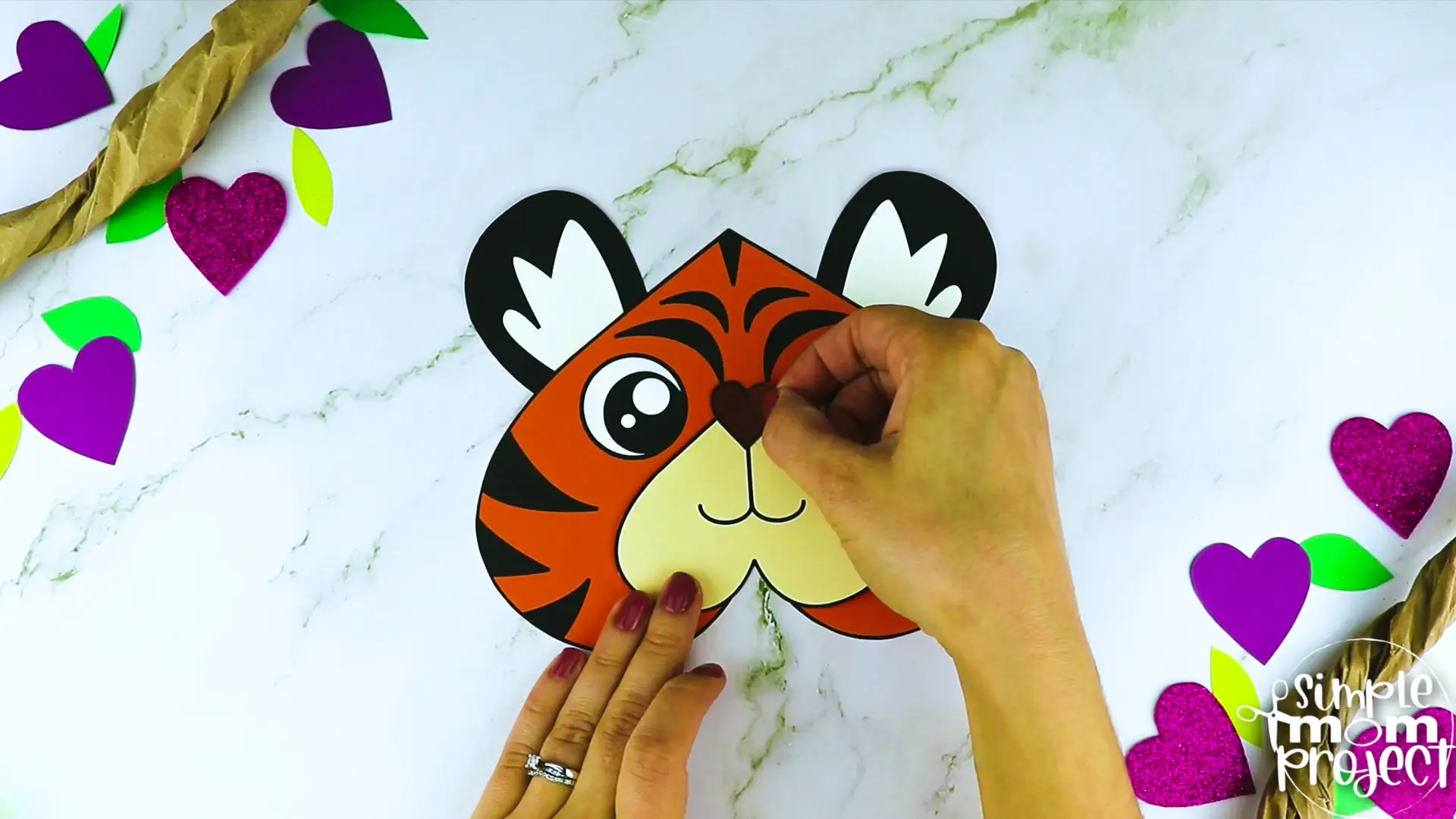 Printable Heart Tiger Craft for Kids, Preschool, Toddlers, kindergarten 8
