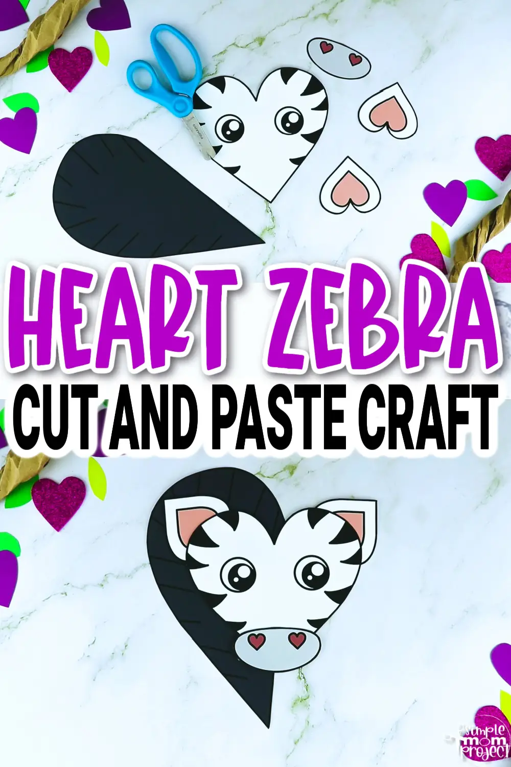 Printable Heart Zebra Craft for Kids, Preschool, Toddlers, kindergarten 10