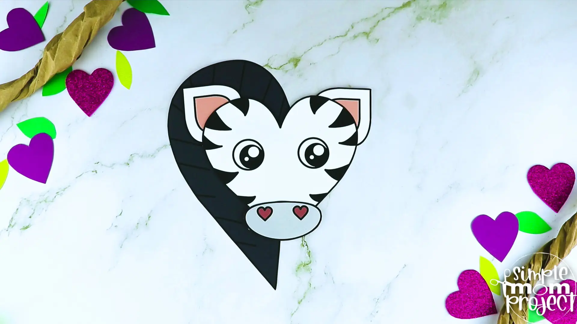 Printable Heart Zebra Craft for Kids, Preschool, Toddlers, kindergarten 2