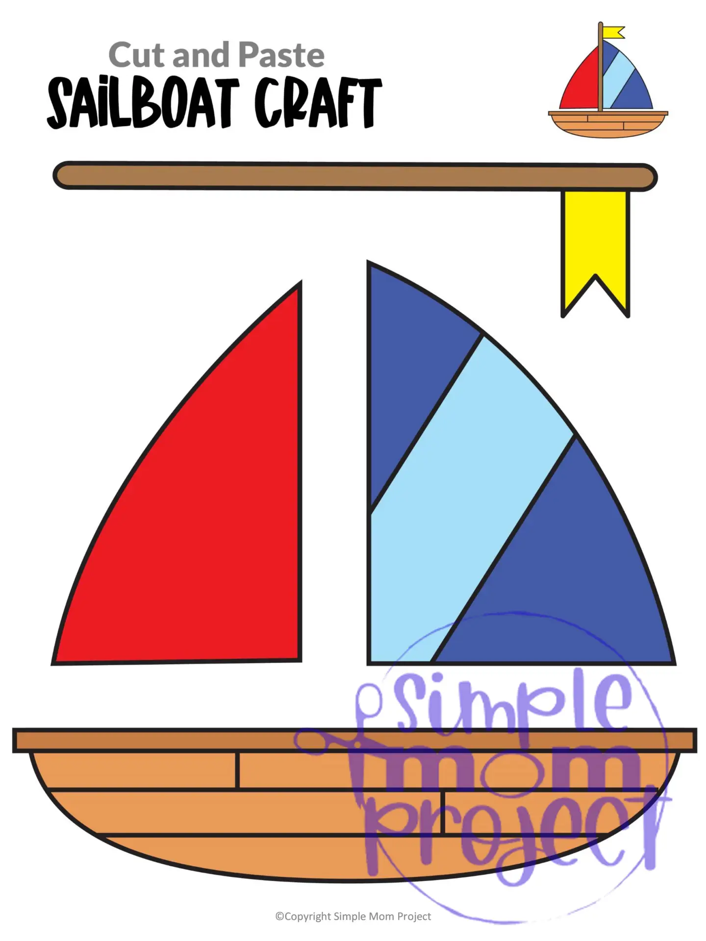 Printable Sailboat Craft Transportation Vehicle Template for Kids, Preschool, Toddlers, Kindergarten 13