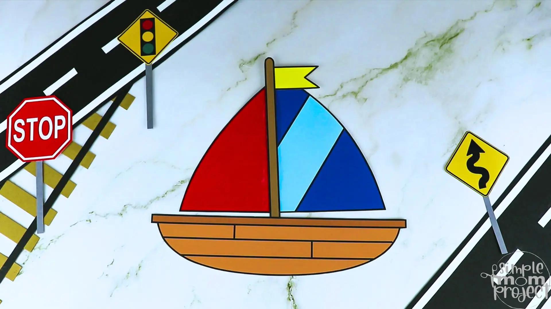 Printable Sailboat Craft Transportation Vehicle Template for Kids, Preschool, Toddlers, Kindergarten 2