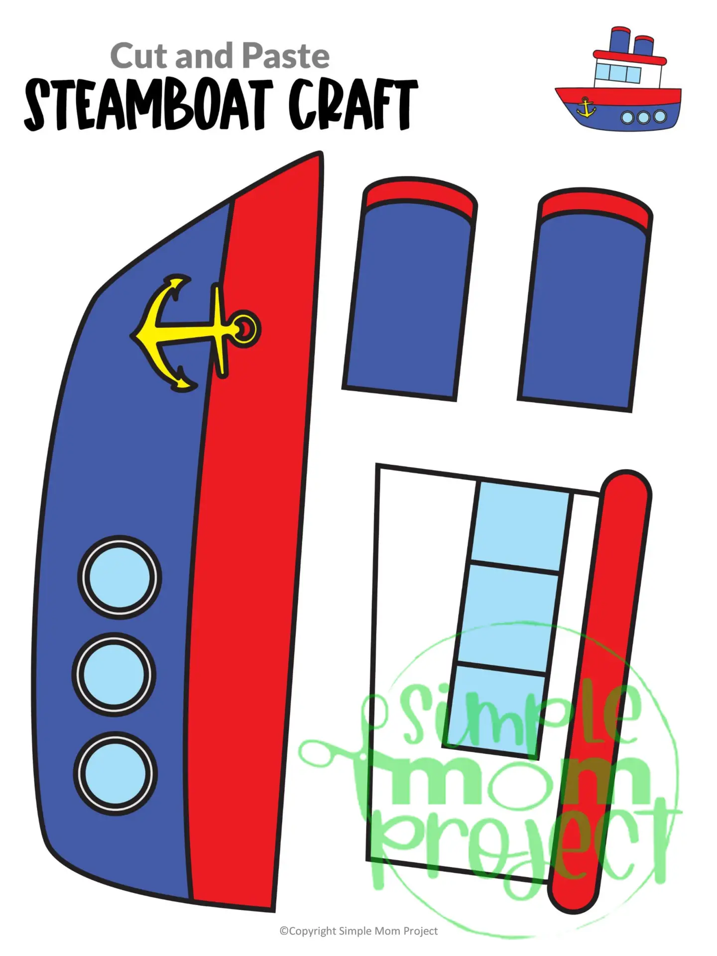 Printable Steamboat Craft Transportation Vehicle Template for Kids, Preschool, Toddlers, Kindergarten 10