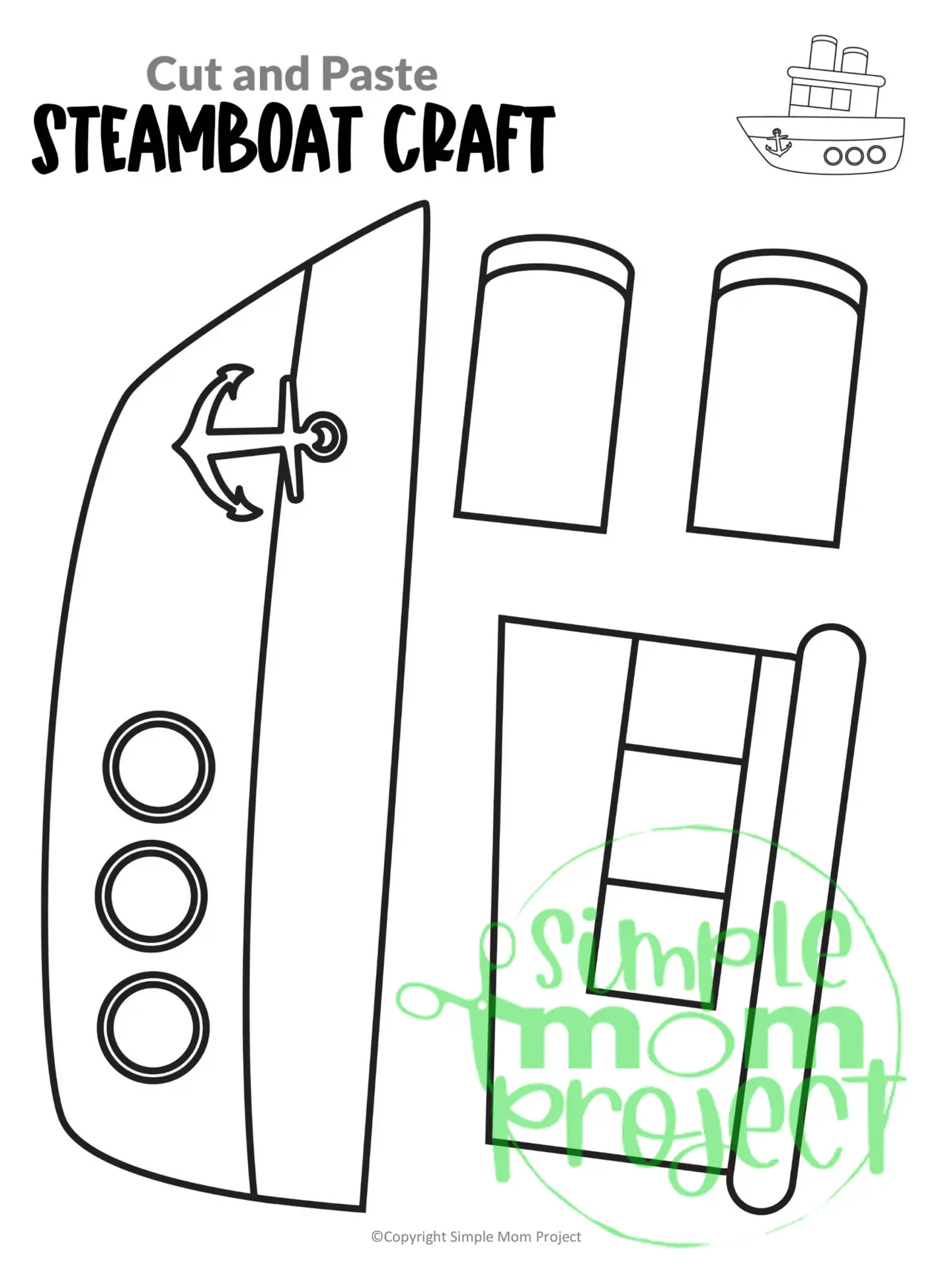 Printable Steamboat Craft Transportation Vehicle Template for Kids, Preschool, Toddlers, Kindergarten 10