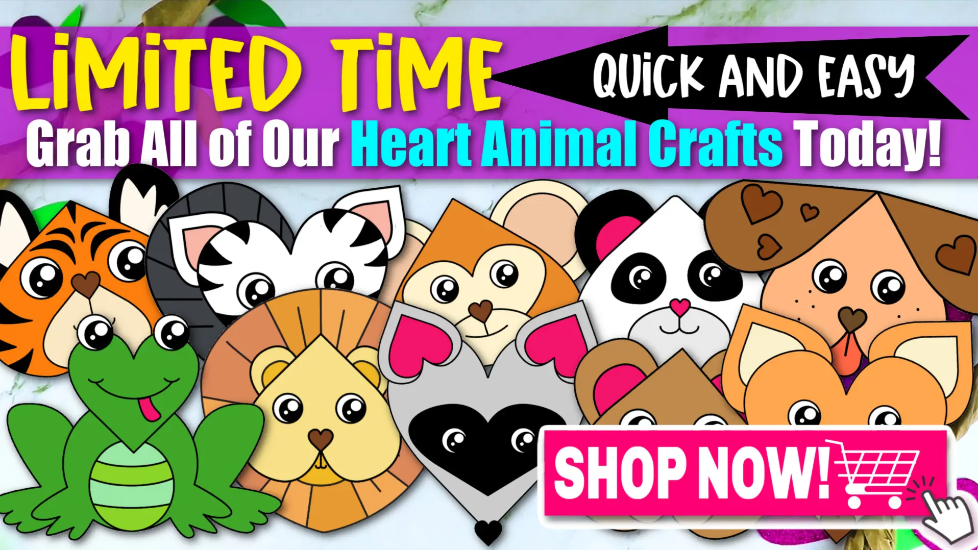 Printable Cut and Paste Heart Animal Crafts for Kids Preschool Toddler Kindergarten ULTIMATE 6