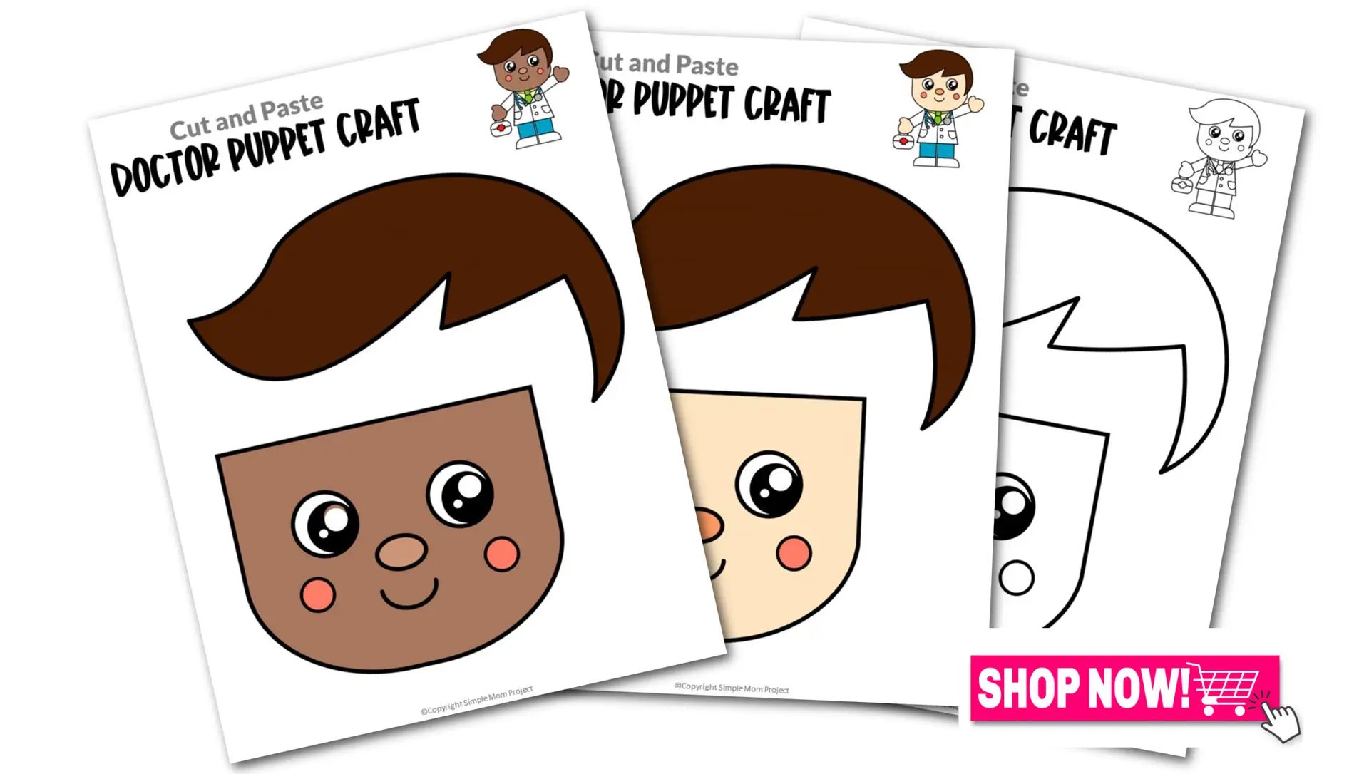Printable Doctor Paper Bag Puppet Community Helper Craft for Toddler, Preschool and Kindergarten Kids
