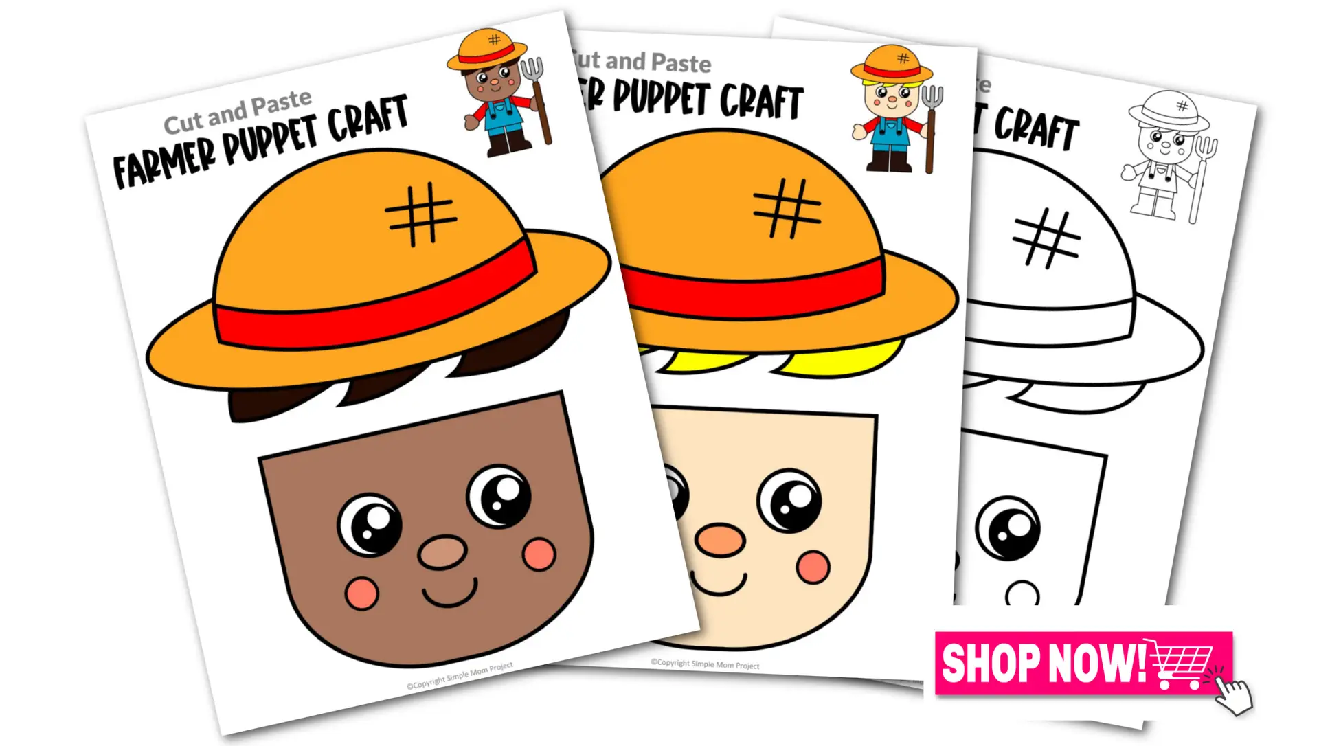 Printable Farmer Paper Bag Puppet Community Helper Craft for Toddler, Preschool and Kindergarten Kids