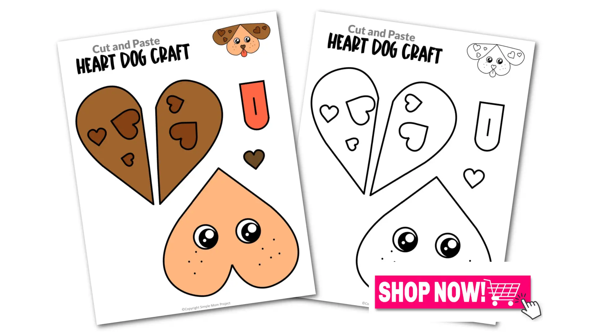 Looking for the best heart shaped dog paper craft for your preschool, kindergarten and elementary kids? This easy cut-and-paste printable heart dog craft template will keep your kids entertained for hours while developing their fine motor skills. Glue this simple heart dog template on a paper bag or popsicle stick to make a puppy dog puppet craft. Click now to grab this adorable heart dog printable template.