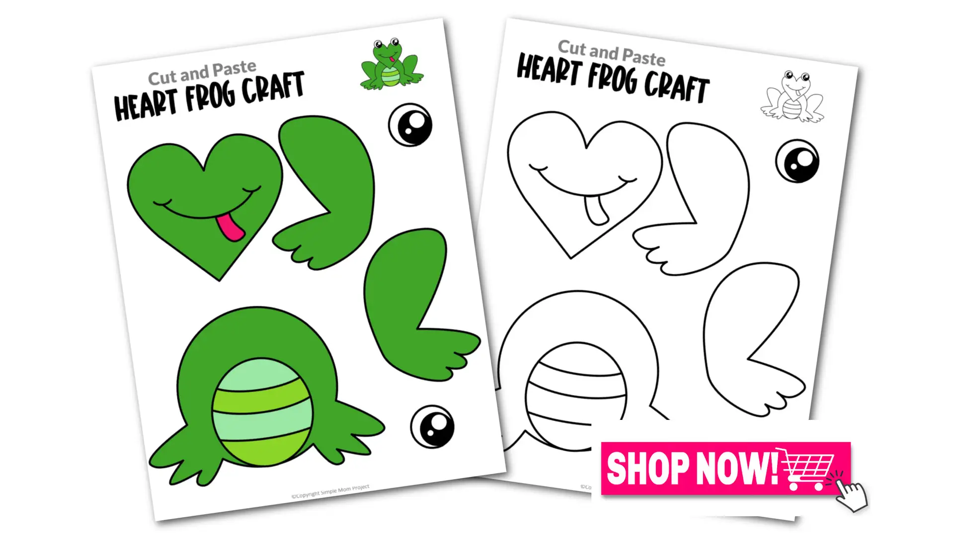 Are you looking for a simple heart shaped craft template for your kids? This adorable cut and paste heart frog craft is perfect for you! Your kids will enjoy coloring, cutting and sticking together the printable heart frog patterns. Whether you use this as creative art projects for toddlers, preschoolers or kindergartners or to learn about frogs during homeschooling, this cut and paste heart-shaped frog craft is a great fun for everyone!