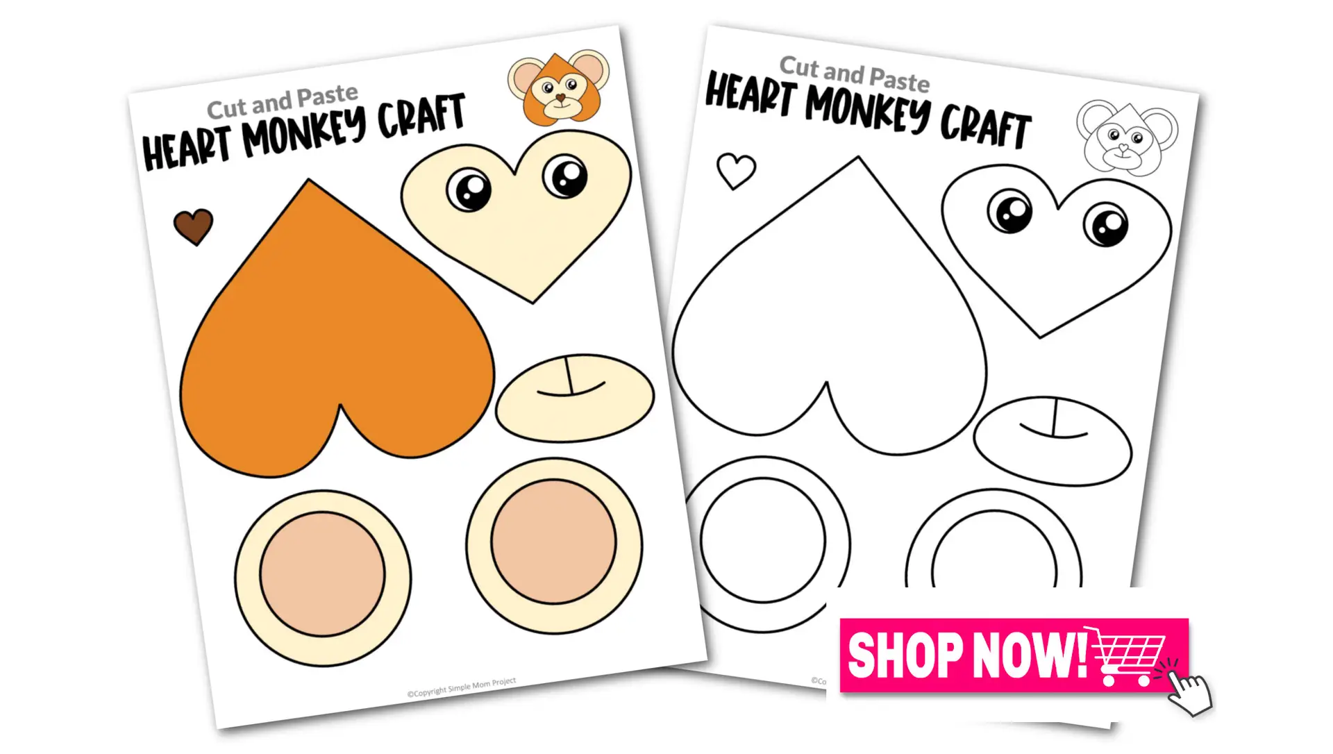 This printable heart shaped monkey craft is the perfect addition to any Letter M lesson or sharing fun facts about monkeys to your toddler, preschool or kindergarten kids. The cute heart monkey craft can be glued to a paper bag or paper plate to add fun and make your heart monkey craft stand out. Click to download and print your printable heart shaped monkey template today!
