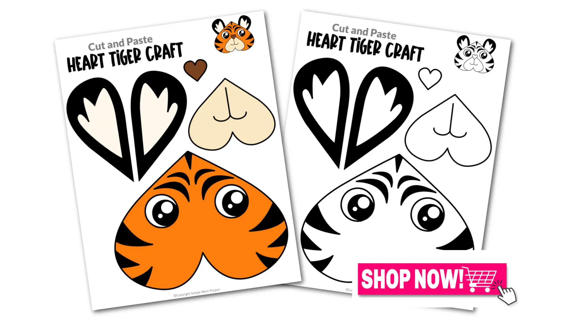 Printable Heart Tiger Craft for Kids, Preschool, Toddlers, Kindergarten