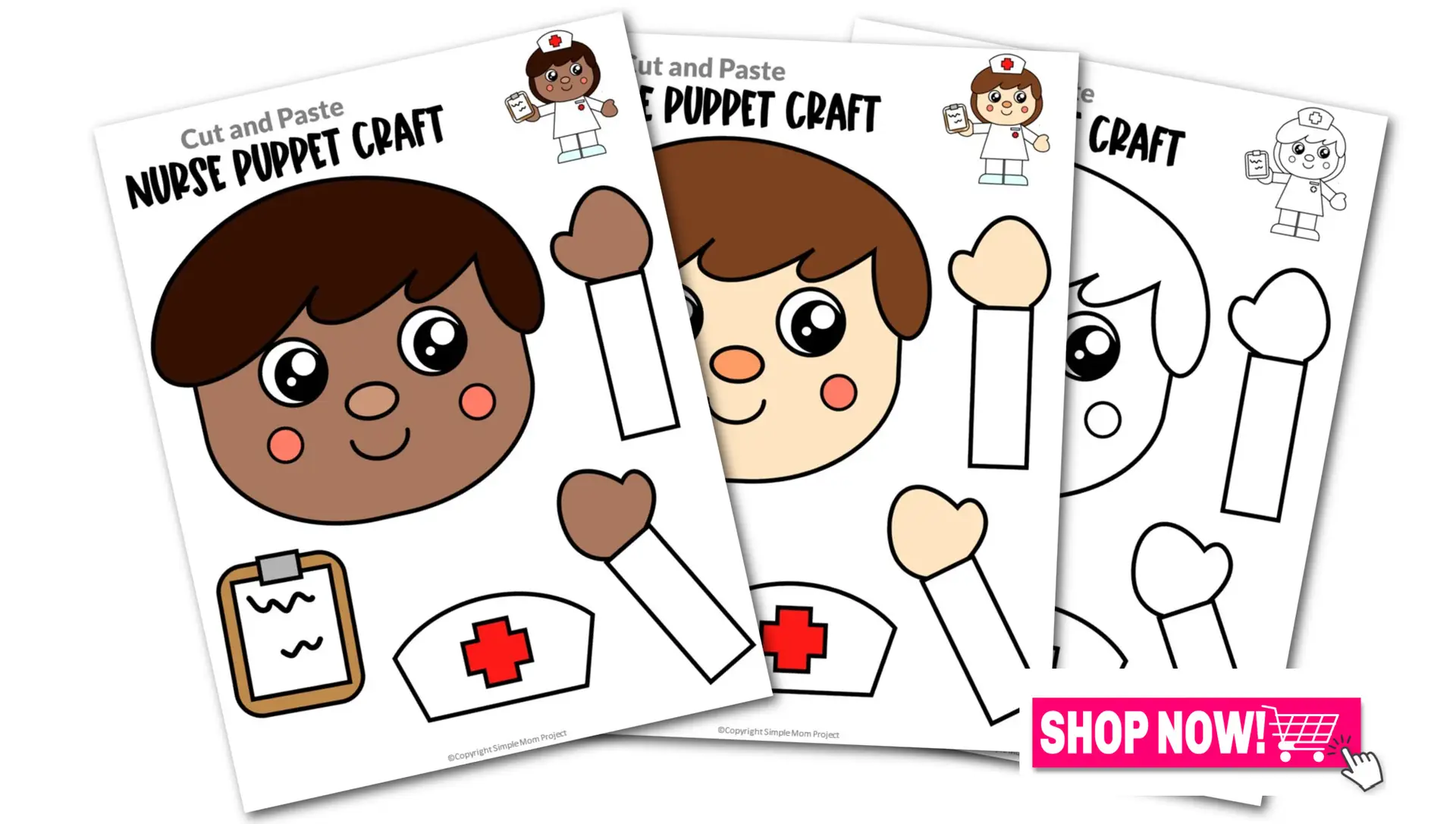 Printable Nurse Paper Bag Puppet Community Helper Craft for Toddler, Preschool and Kindergarten Kids