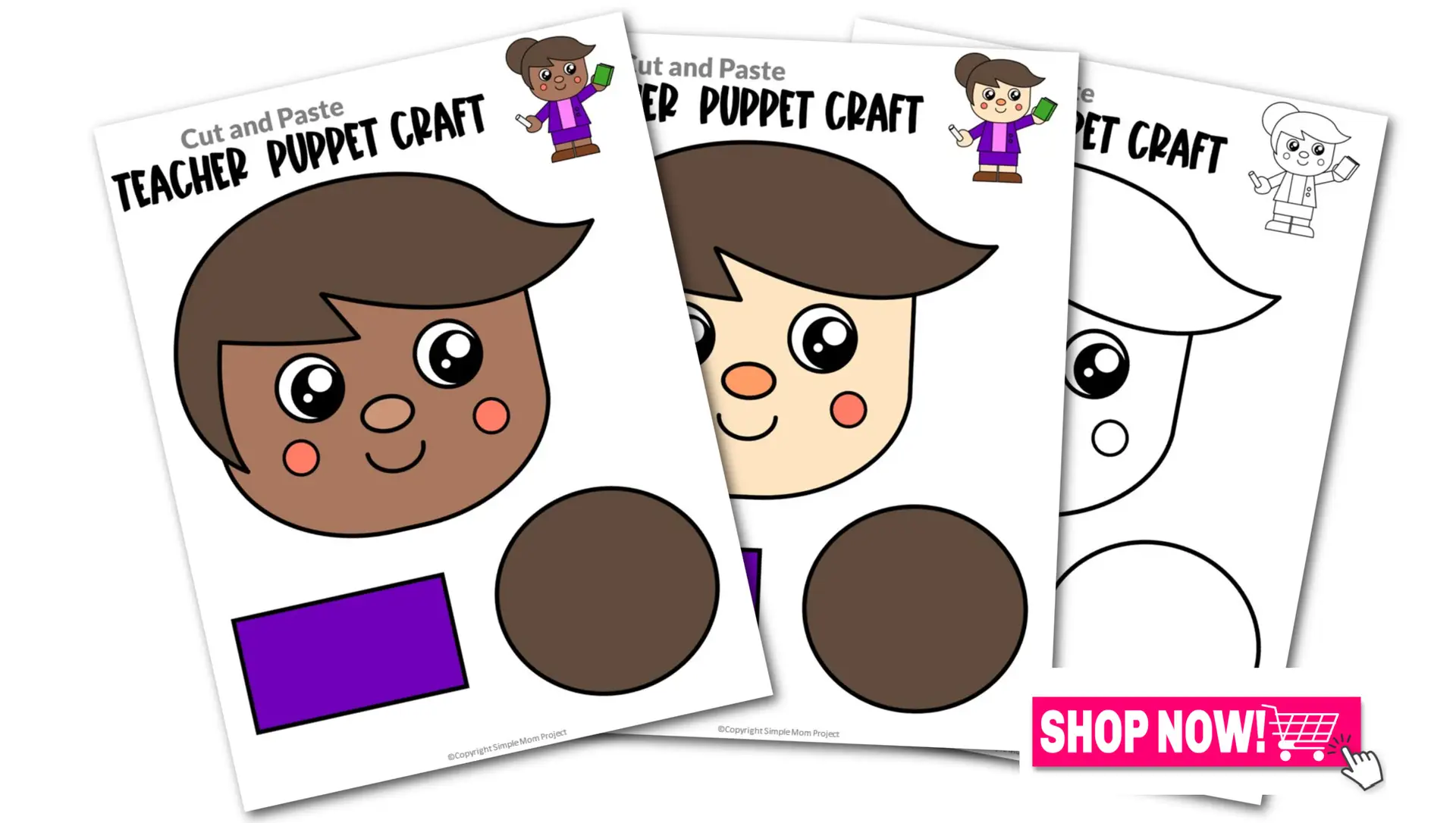 Printable Teacher Paper Bag Puppet Community Helper Craft for Toddler, Preschool and Kindergarten Kids