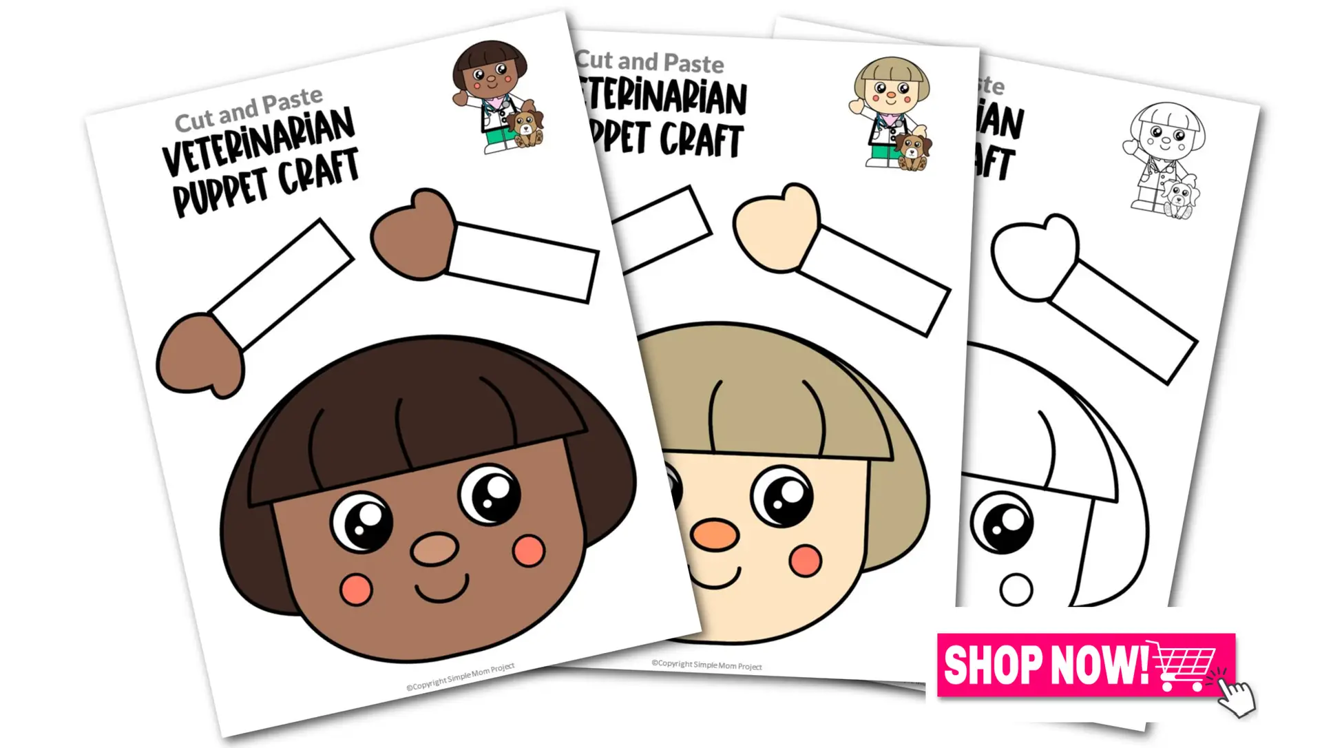 Printable Veterinarian Paper Bag Puppet Community Helper Craft for Toddler, Preschool and Kindergarten Kids