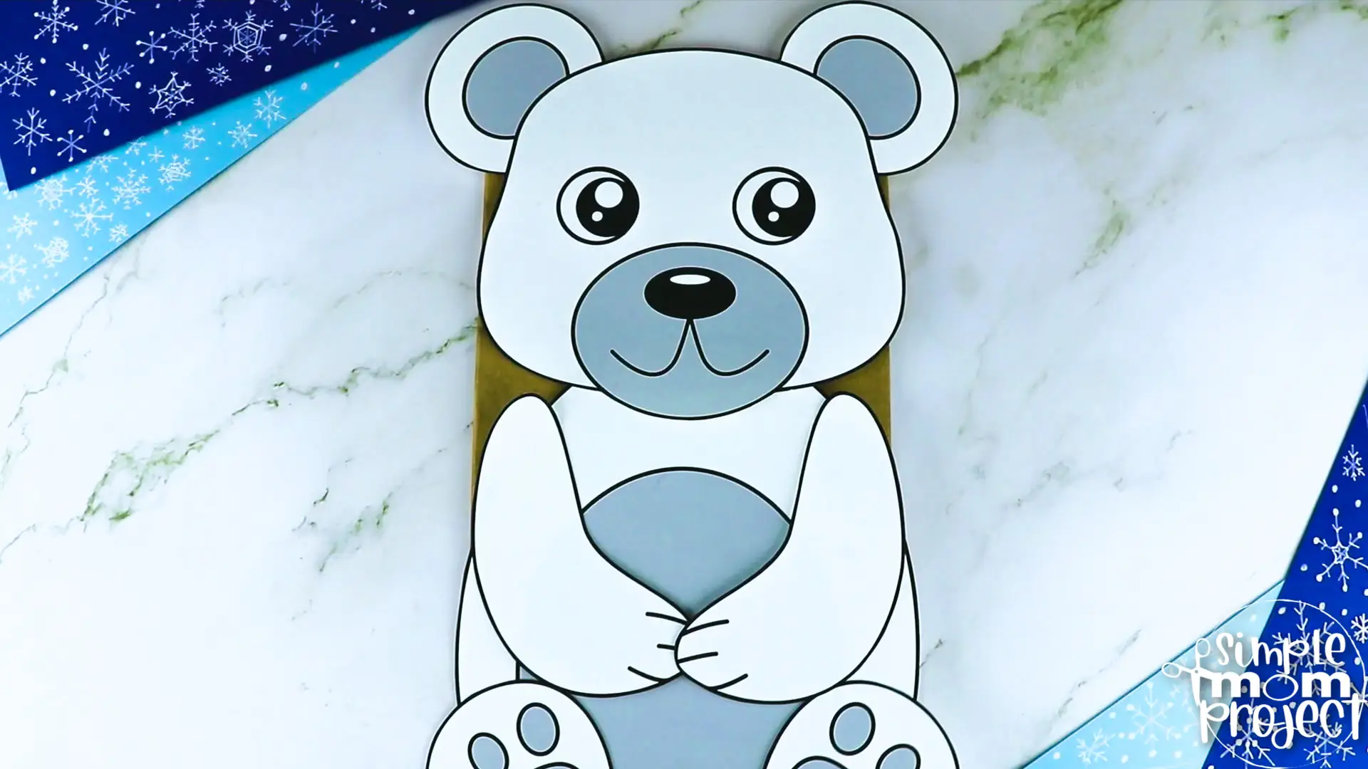 Printable Polar Bear Paper Bag Puppet Craft for Kids, Preschoolers, Toddlers, kindergarten elementary polar bear crafts winter crafts