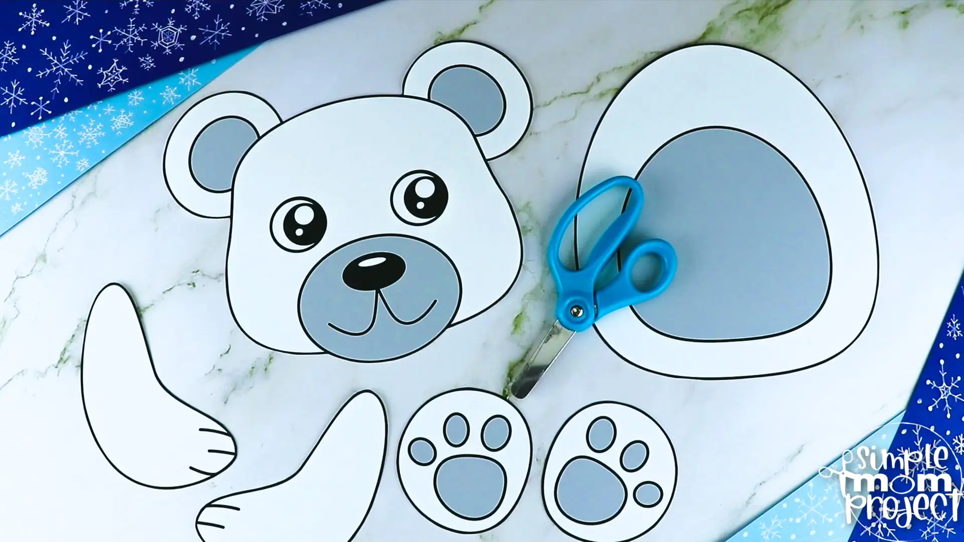 Printable Polar Bear Paper Bag Puppet Craft for Kids, Preschoolers, Toddlers, kindergarten elementary polar bear crafts winter crafts