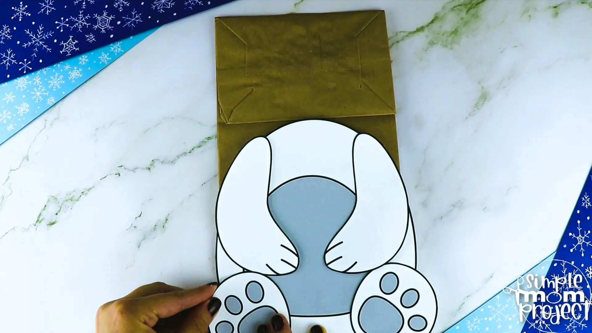 Printable Polar Bear Paper Bag Puppet Craft for Kids, Preschoolers, Toddlers, kindergarten elementary polar bear crafts winter crafts