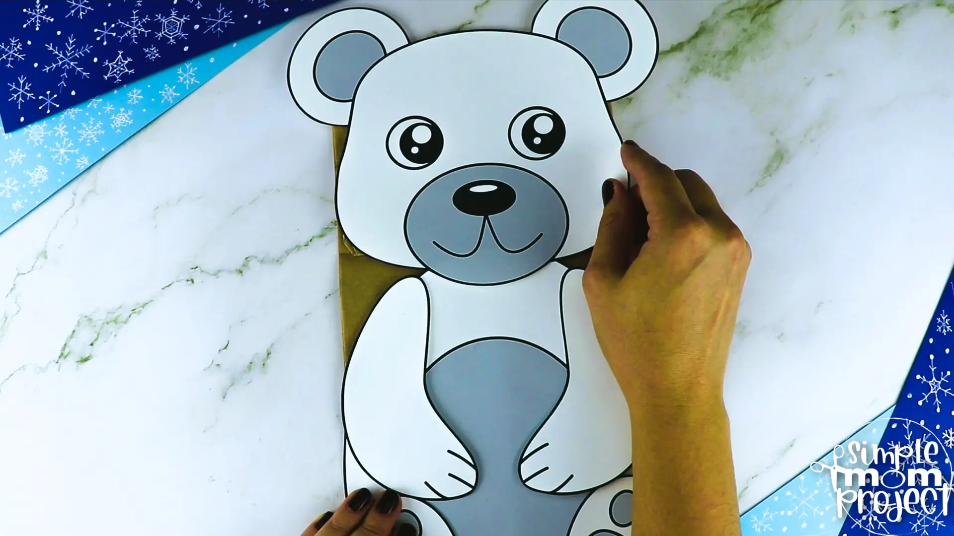 Printable Polar Bear Paper Bag Puppet Craft for Kids, Preschoolers, Toddlers, kindergarten elementary polar bear crafts winter crafts