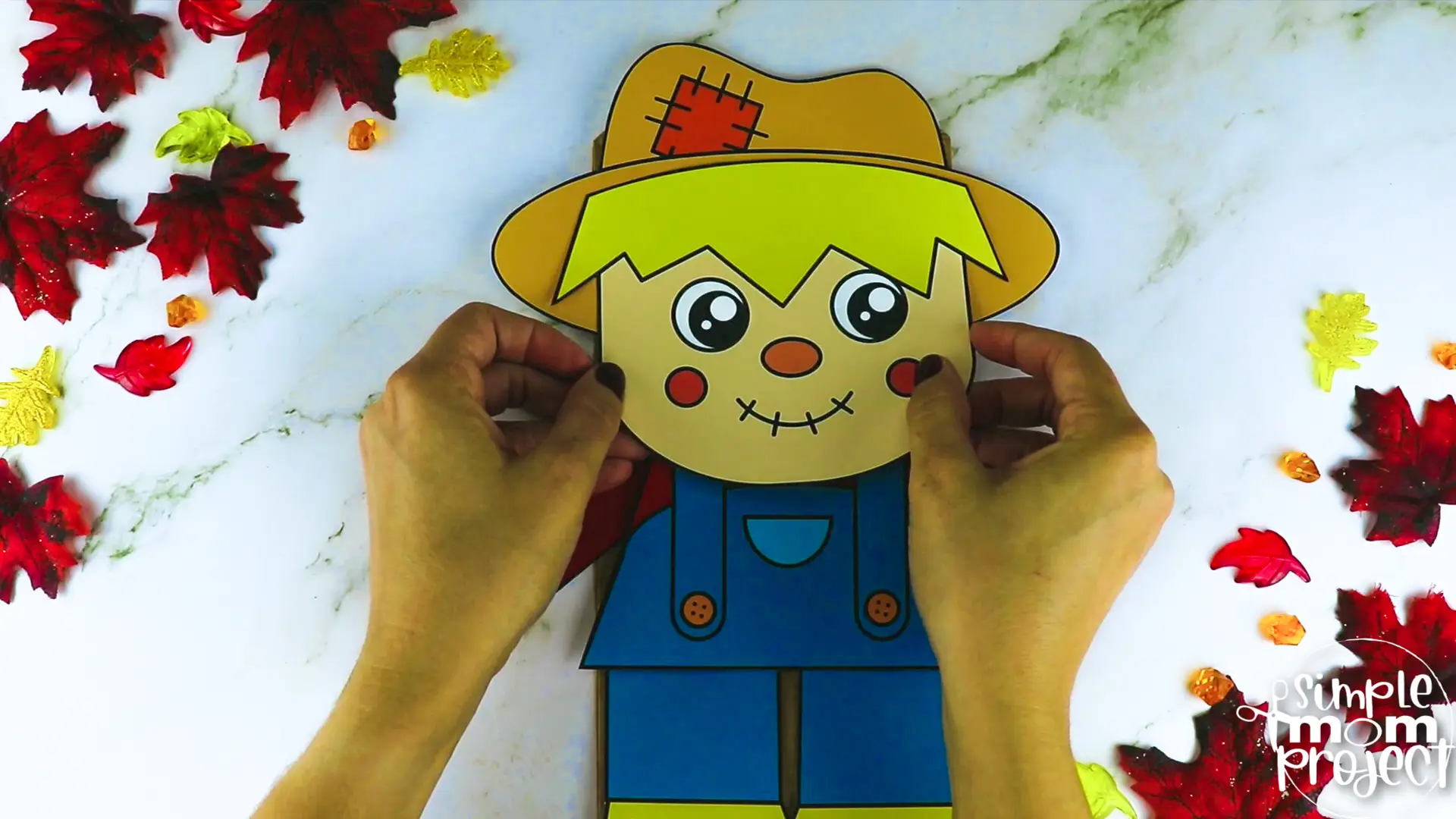 Printable Scarecrow Paper Bag Puppet Craft for Kids, Preschoolers, Toddlers, kindergarten elementary fall crafts autumn crafts 10
