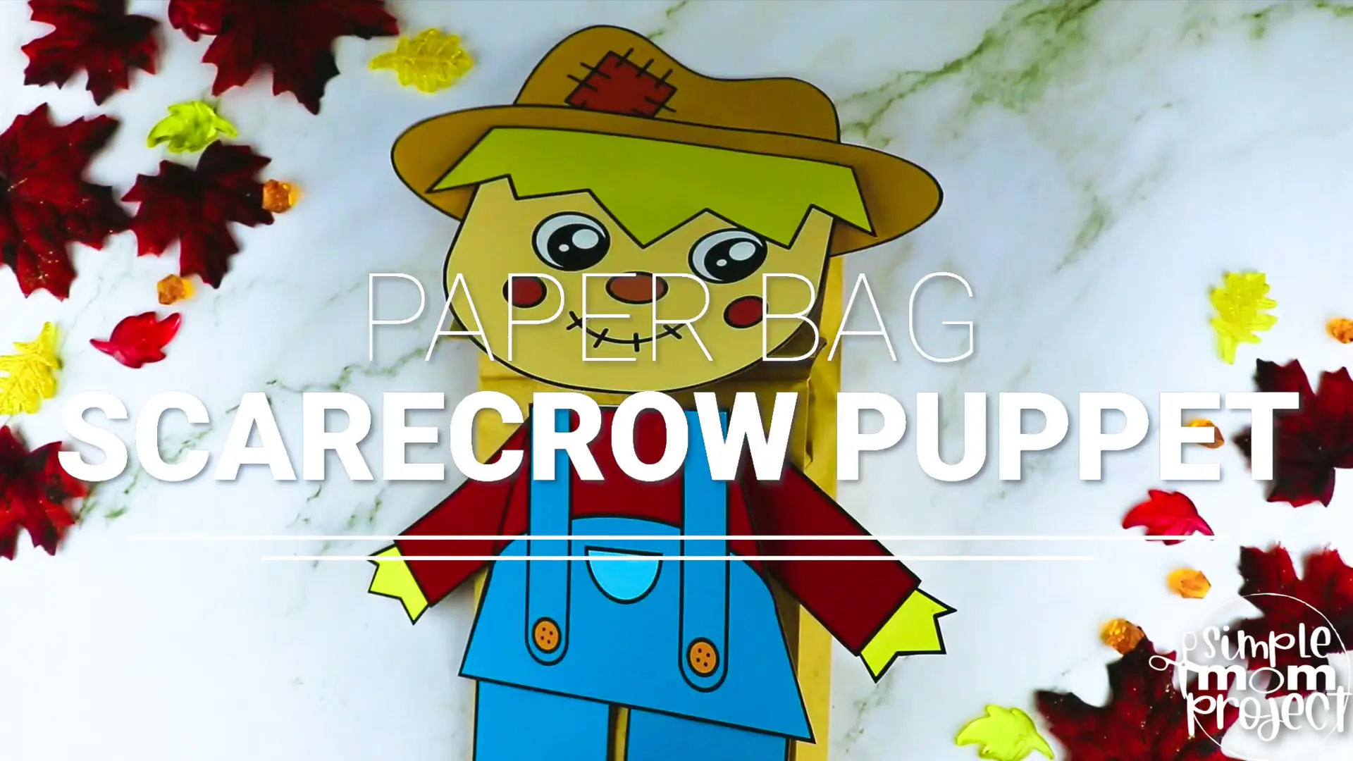 Printable Scarecrow Paper Bag Puppet Craft for Kids, Preschoolers, Toddlers, kindergarten elementary fall crafts autumn crafts 2