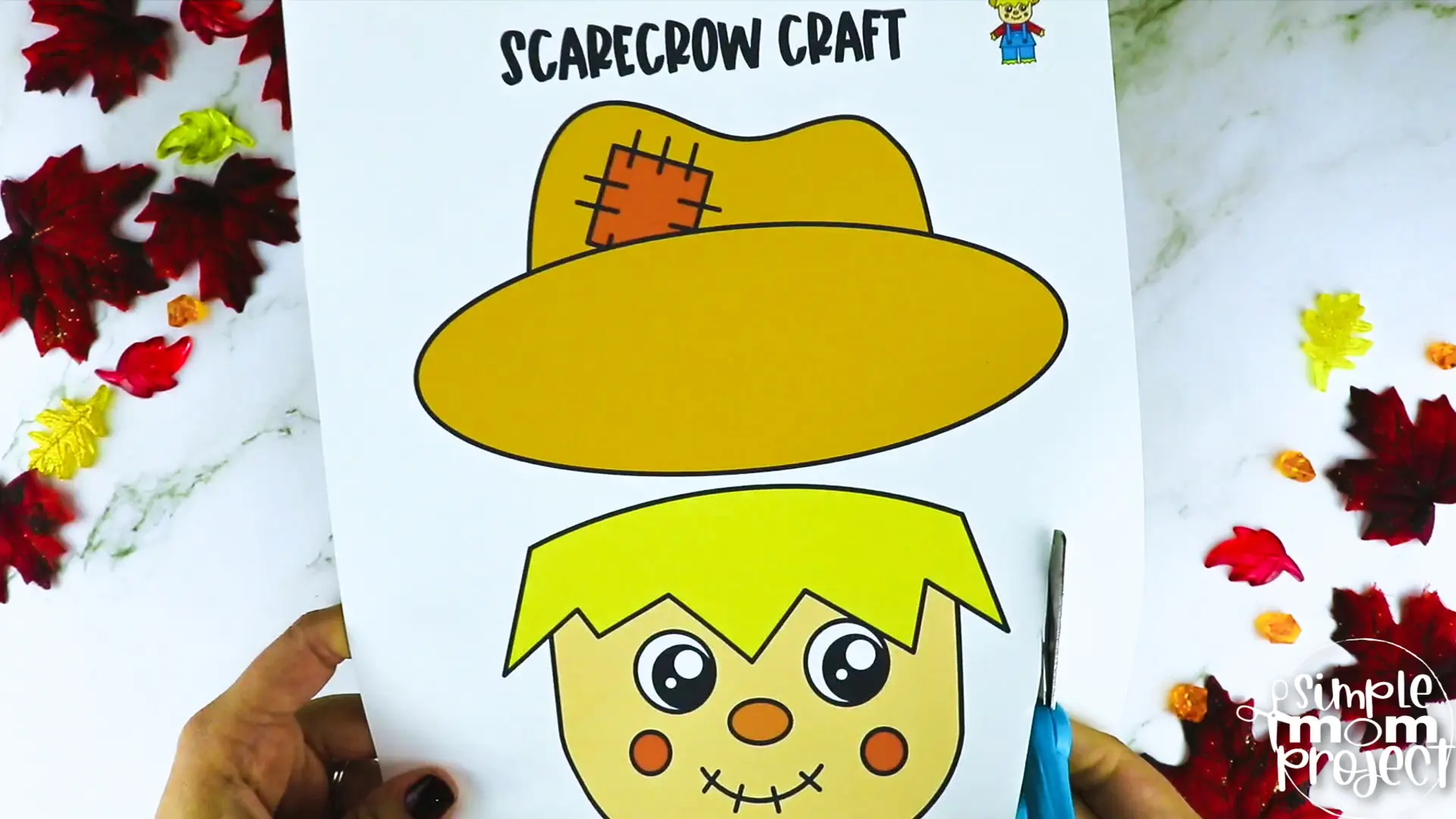 Printable Scarecrow Paper Bag Puppet Craft for Kids, Preschoolers, Toddlers, kindergarten elementary fall crafts autumn crafts 5
