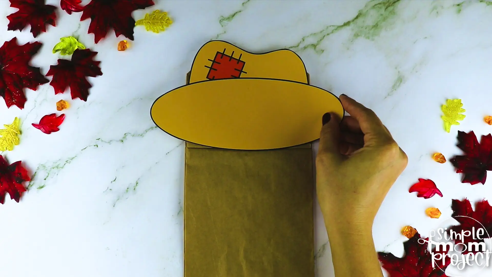 Printable Scarecrow Paper Bag Puppet Craft for Kids, Preschoolers, Toddlers, kindergarten elementary fall crafts autumn crafts 7