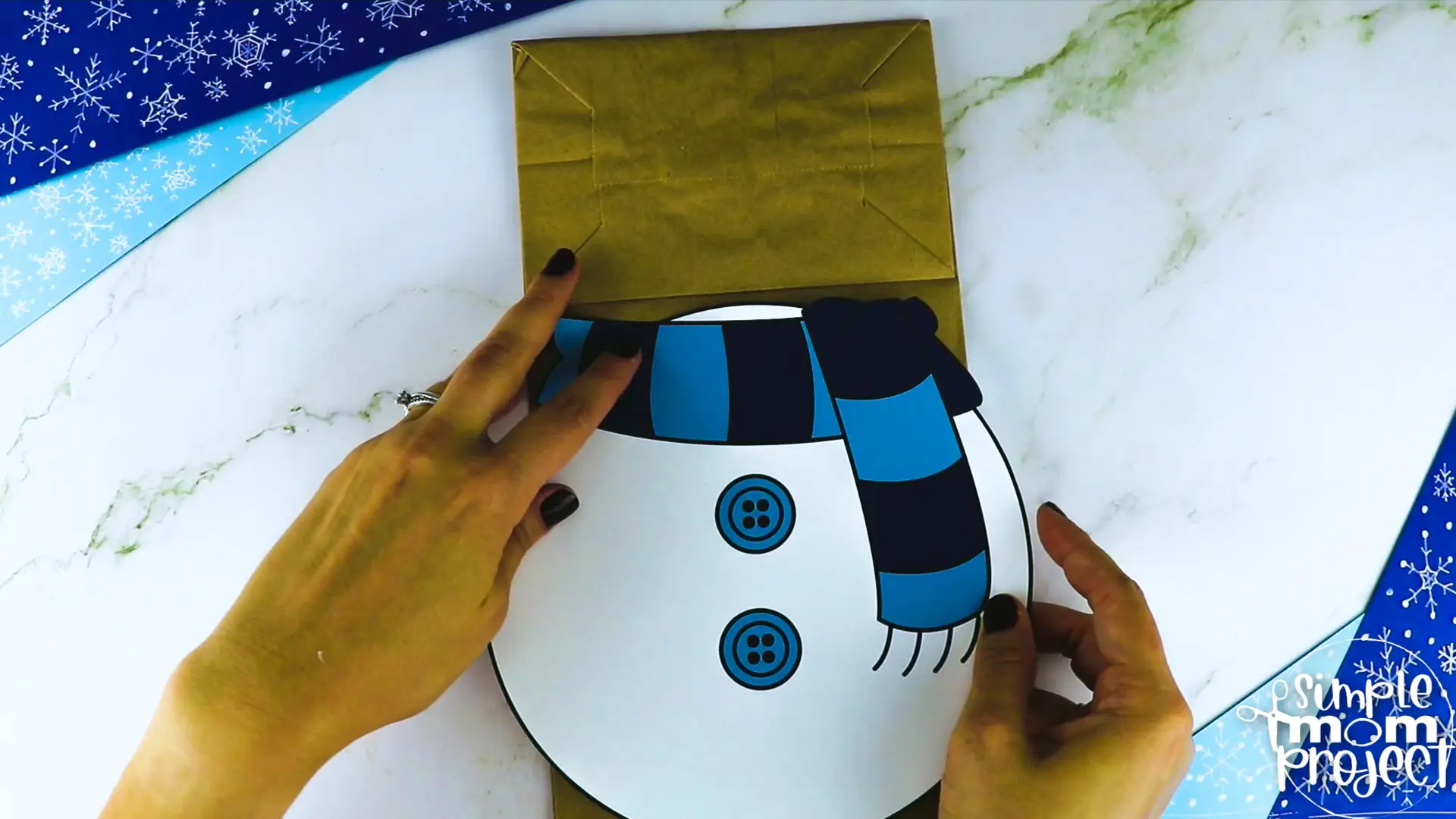 Printable Snowman Paper Bag Puppet Craft for Kids, Preschoolers, Toddlers, kindergarten elementary snowman crafts winter crafts