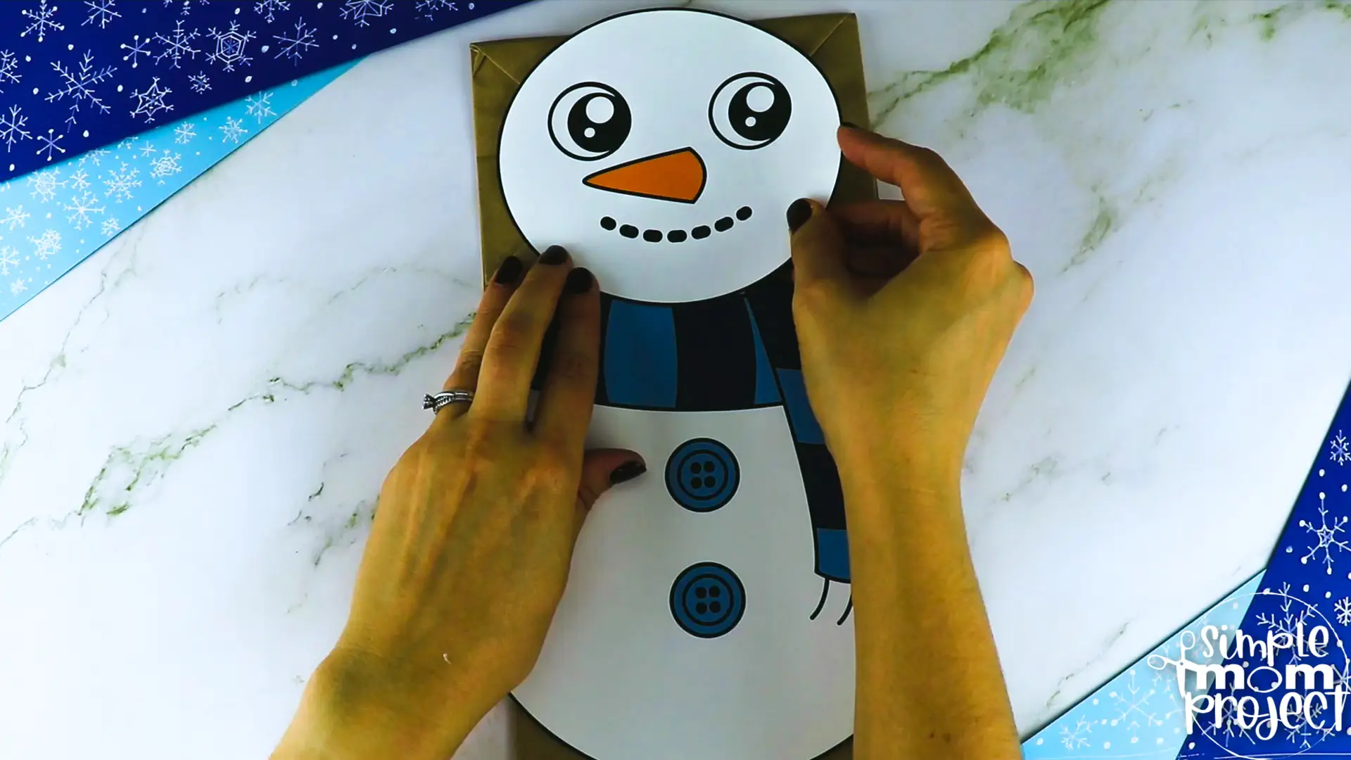 Printable Snowman Paper Bag Puppet Craft for Kids, Preschoolers, Toddlers, kindergarten elementary snowman crafts winter crafts
