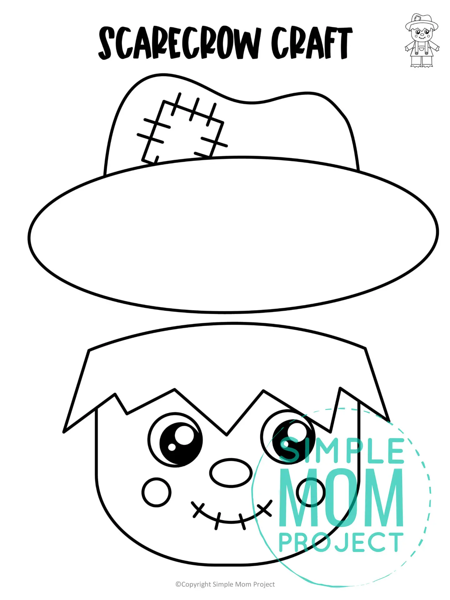 Printable Scarecrow Paper Bag Puppet Craft for Kids, Preschoolers, Toddlers, kindergarten elementary fall crafts autumn crafts 01
