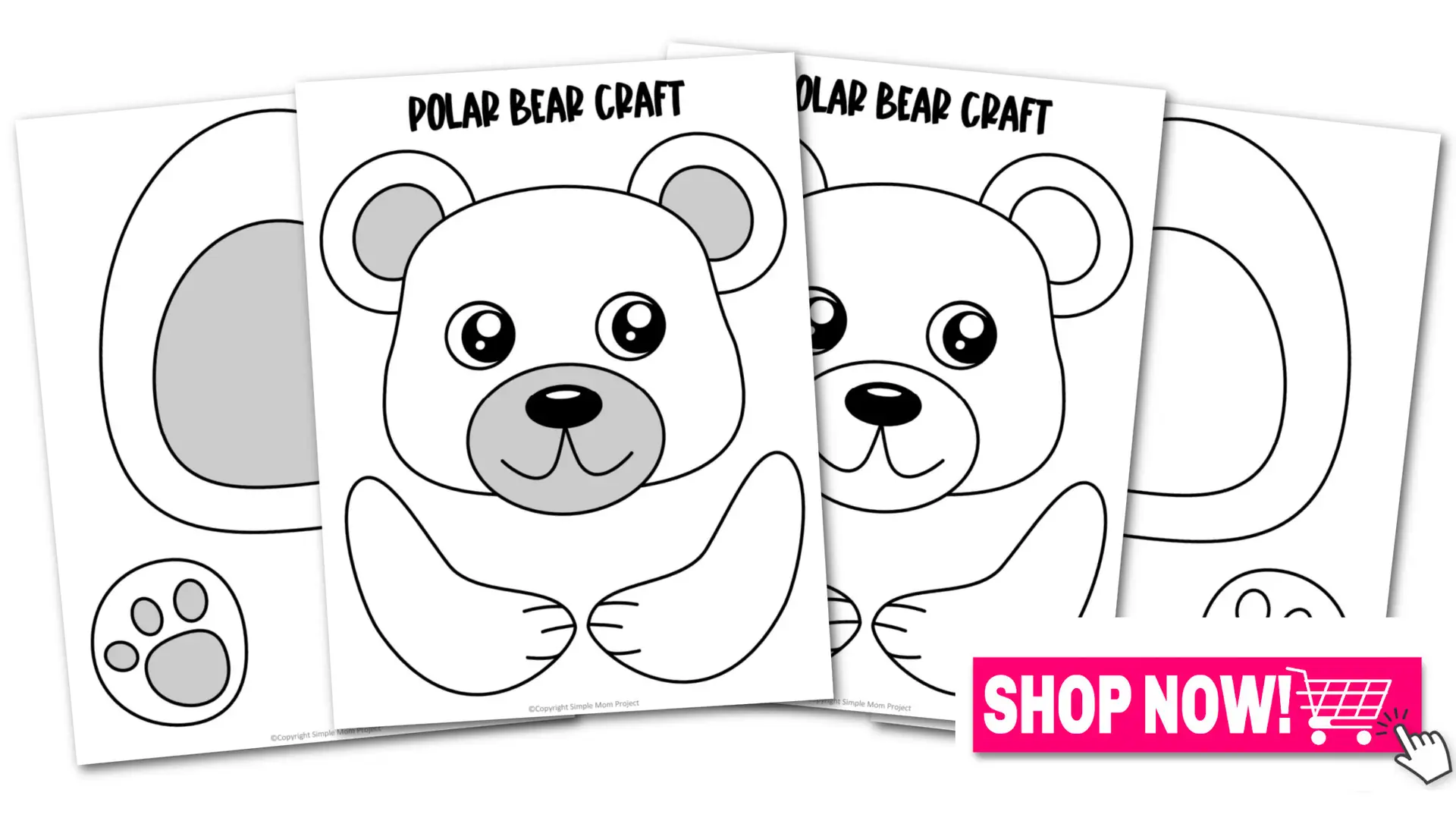 Printable Polar Bear Paper Bag Puppet Craft for Kids, Preschoolers, Toddlers, kindergarten elementary winter crafts