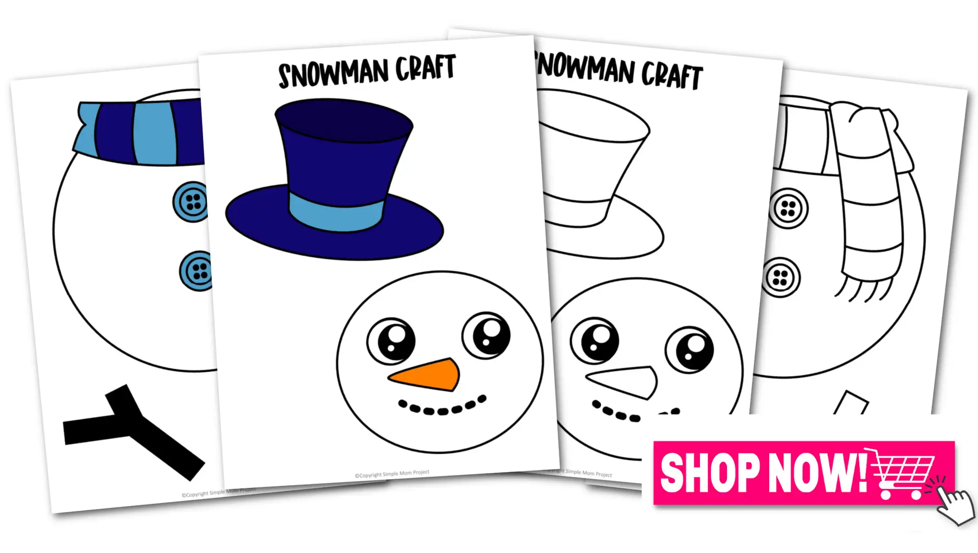 Printable Snowman Paper Bag Puppet Craft for Kids, Preschoolers, Toddlers, kindergarten elementary winter crafts