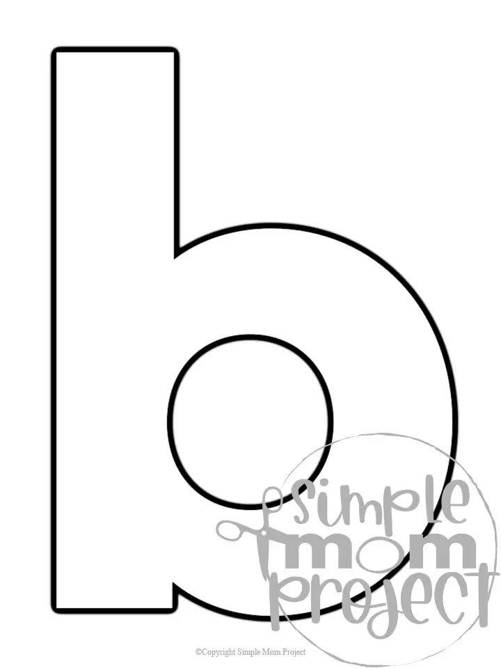 Printable lower case letter b template for letter b crafts for kindergarten, toddler, preschool, homeschool, alphabet crafts 1