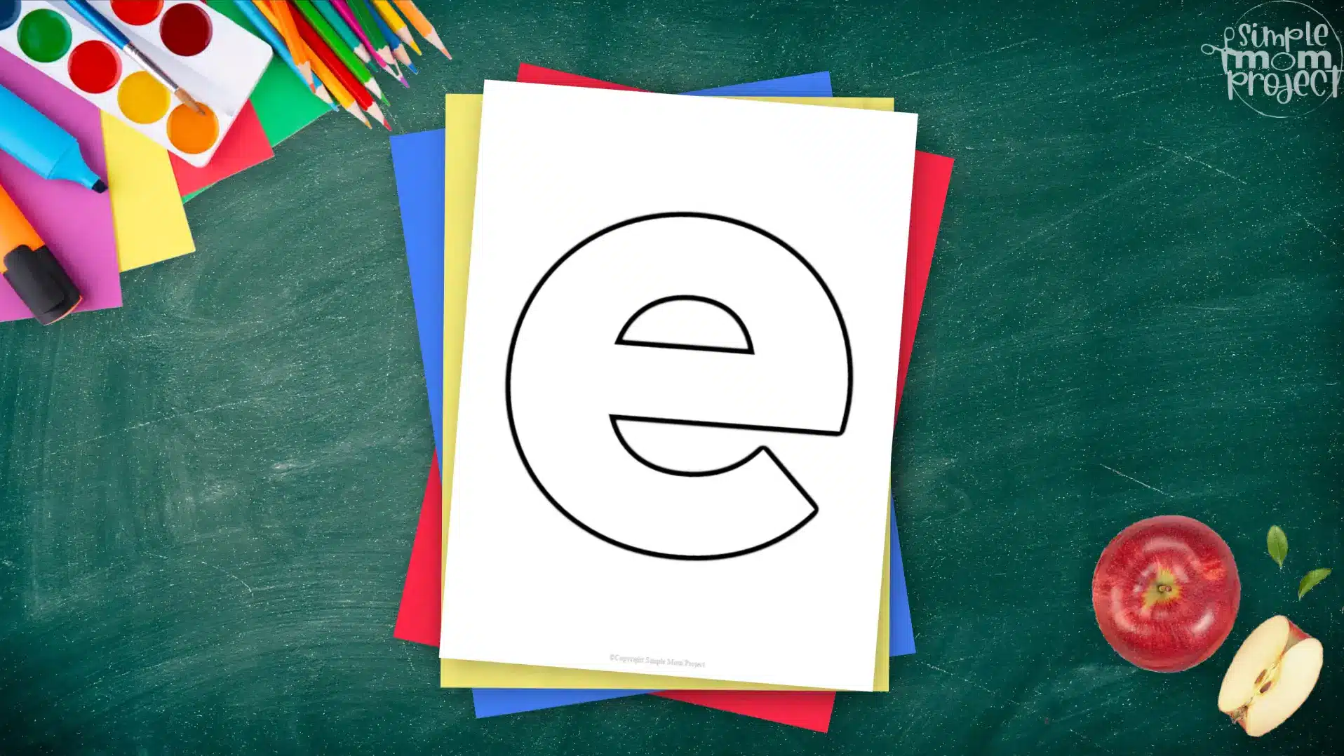 Printable lower case letter e template for letter e crafts for kindergarten, toddler, preschool, homeschool, alphabet crafts 2