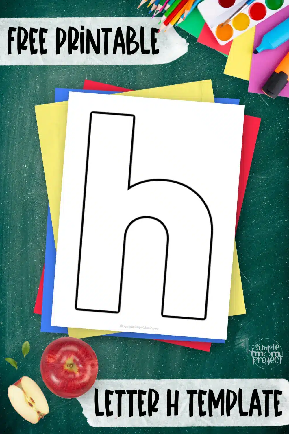 Printable lower case letter h template for letter h crafts for kindergarten, toddler, preschool, homeschool, alphabet crafts 3