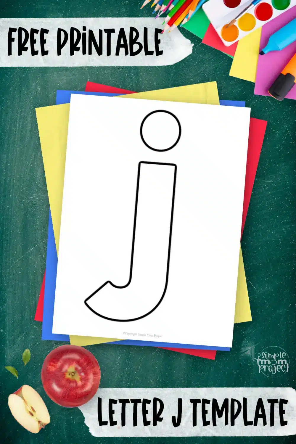 Printable lower case letter j template for letter j crafts for kindergarten, toddler, preschool, homeschool, alphabet crafts 3
