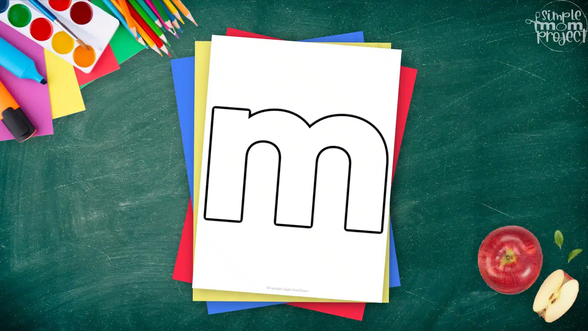 Printable lower case letter m template for letter m crafts for kindergarten, toddler, preschool, homeschool, alphabet crafts 2
