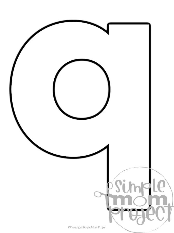 Printable lower case letter q template for letter q crafts for kindergarten, toddler, preschool, homeschool, alphabet crafts 1