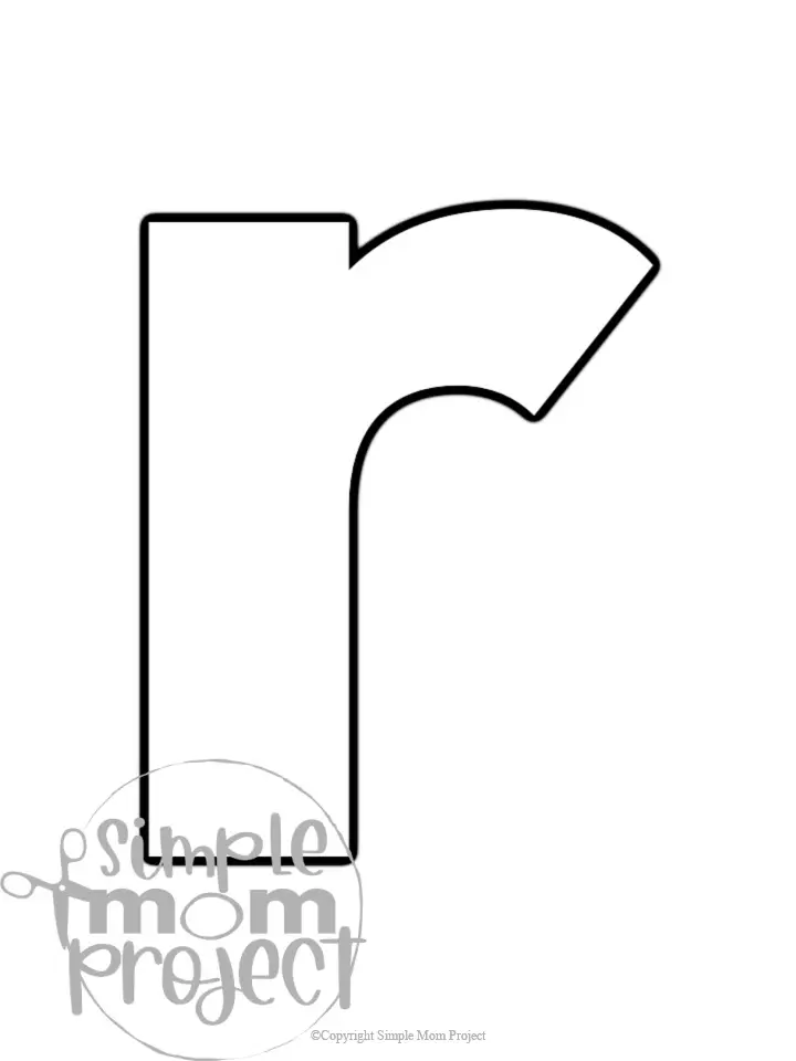 Printable lower case letter r template for letter r crafts for kindergarten, toddler, preschool, homeschool, alphabet crafts 1