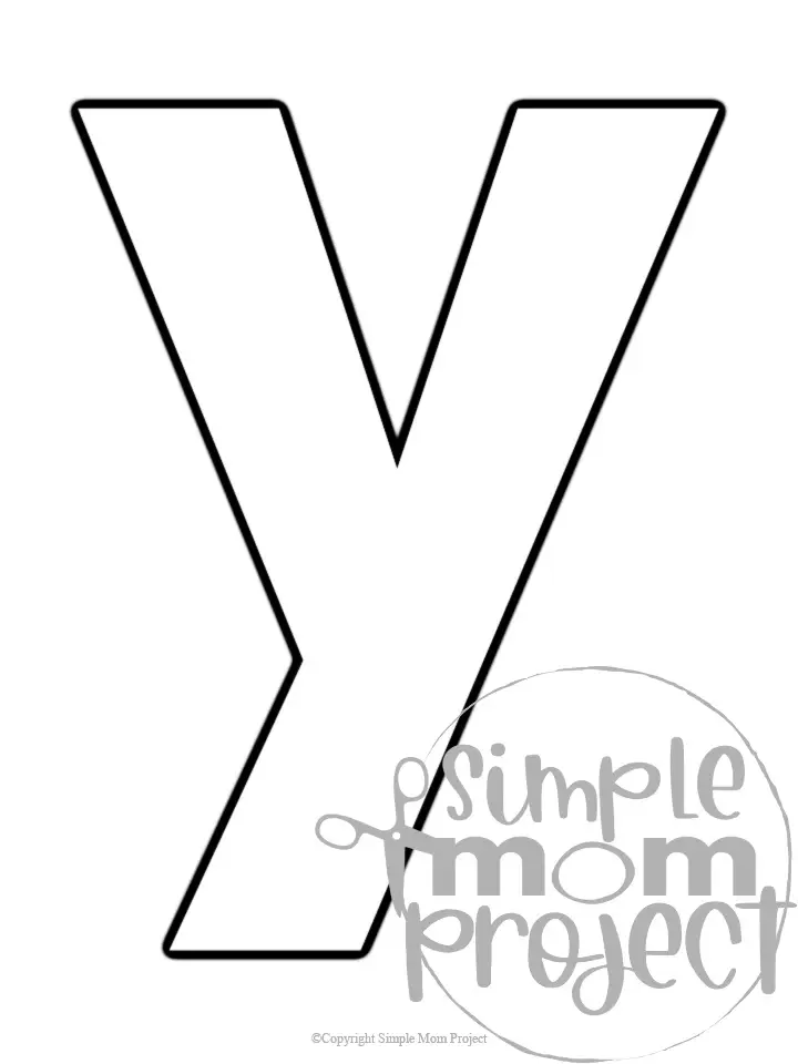 Printable lower case letter y template for letter y crafts for kindergarten, toddler, preschool, homeschool, alphabet crafts 1