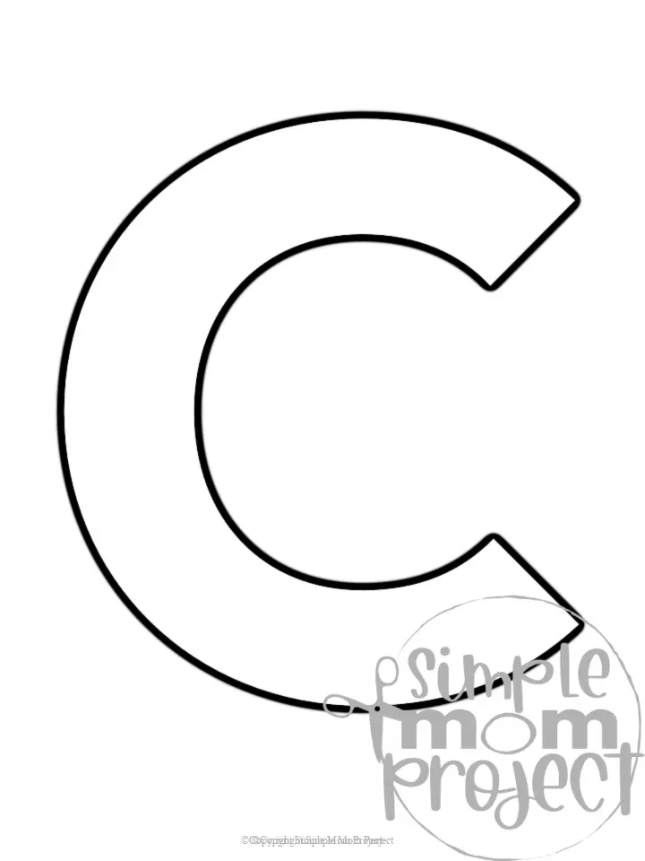 Printable upper case letter C template for letter C crafts for kindergarten, toddler, preschool, homeschool, alphabet crafts 1