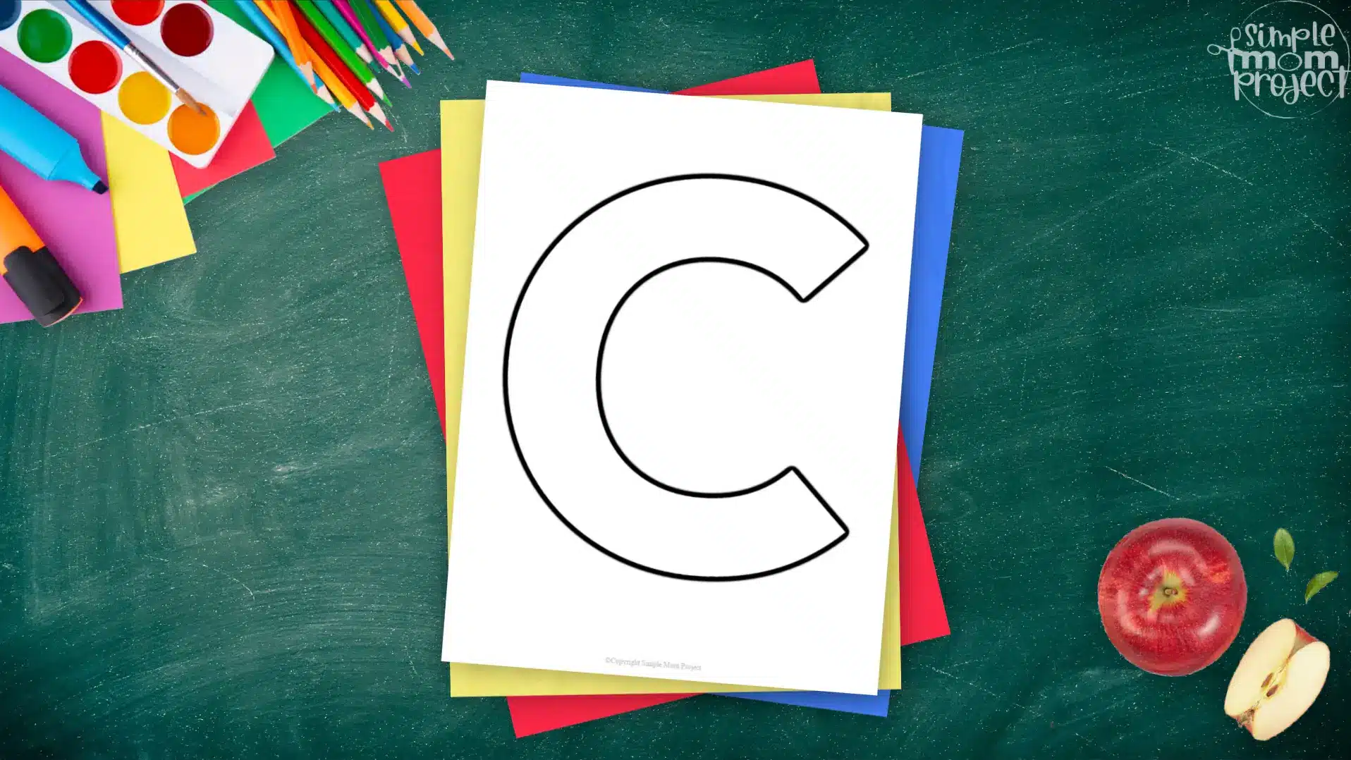 Printable upper case letter C template for letter C crafts for kindergarten, toddler, preschool, homeschool, alphabet crafts 2