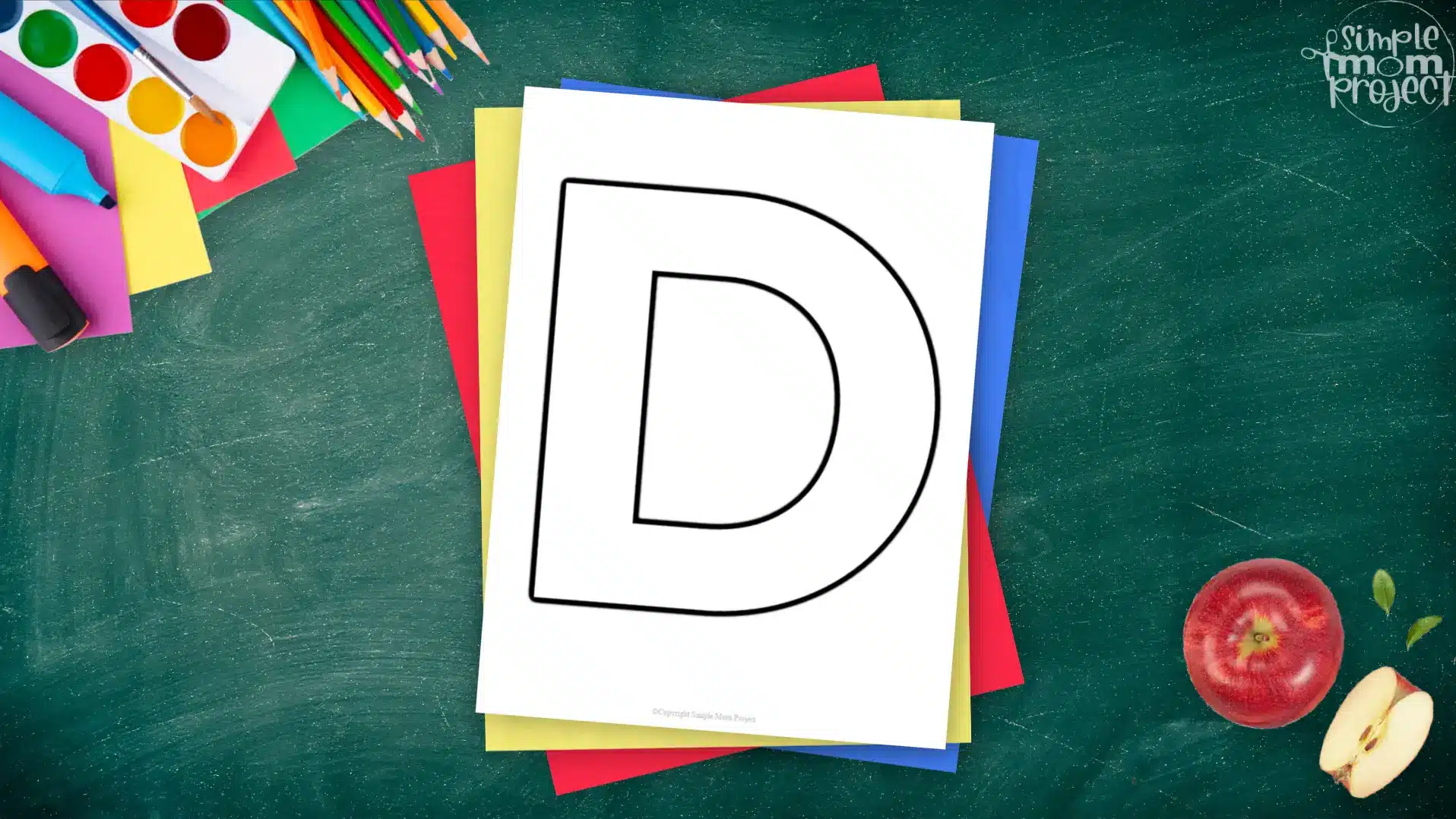 Printable upper case letter D template for letter D crafts for kindergarten, toddler, preschool, homeschool, alphabet crafts 2
