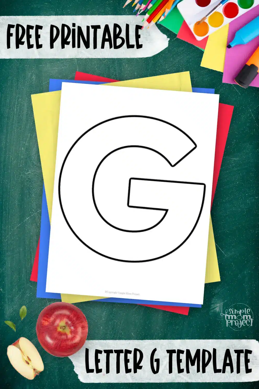 Printable upper case letter G template for letter G crafts for kindergarten, toddler, preschool, homeschool, alphabet crafts 3
