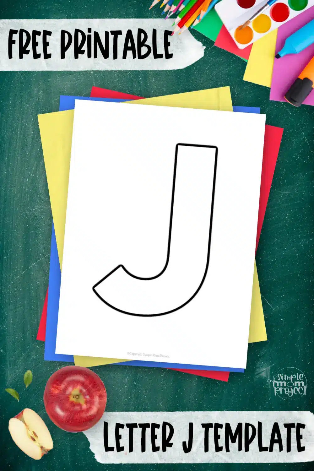 Printable upper case letter J template for letter J crafts for kindergarten, toddler, preschool, homeschool, alphabet crafts 3