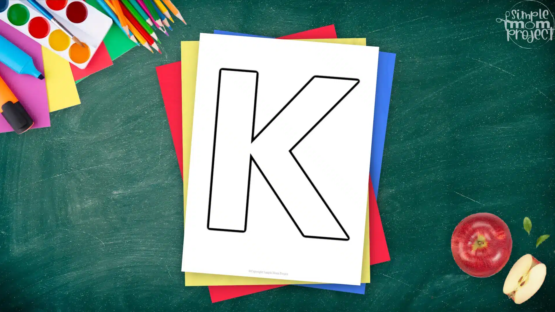 Printable upper case letter K template for letter K crafts for kindergarten, toddler, preschool, homeschool, alphabet crafts 2