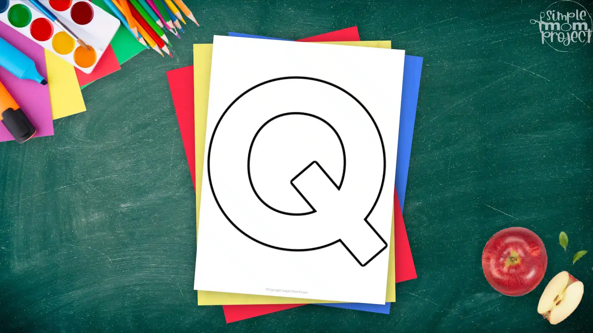 Printable upper case letter Q template for letter Q crafts for kindergarten, toddler, preschool, homeschool, alphabet crafts 2