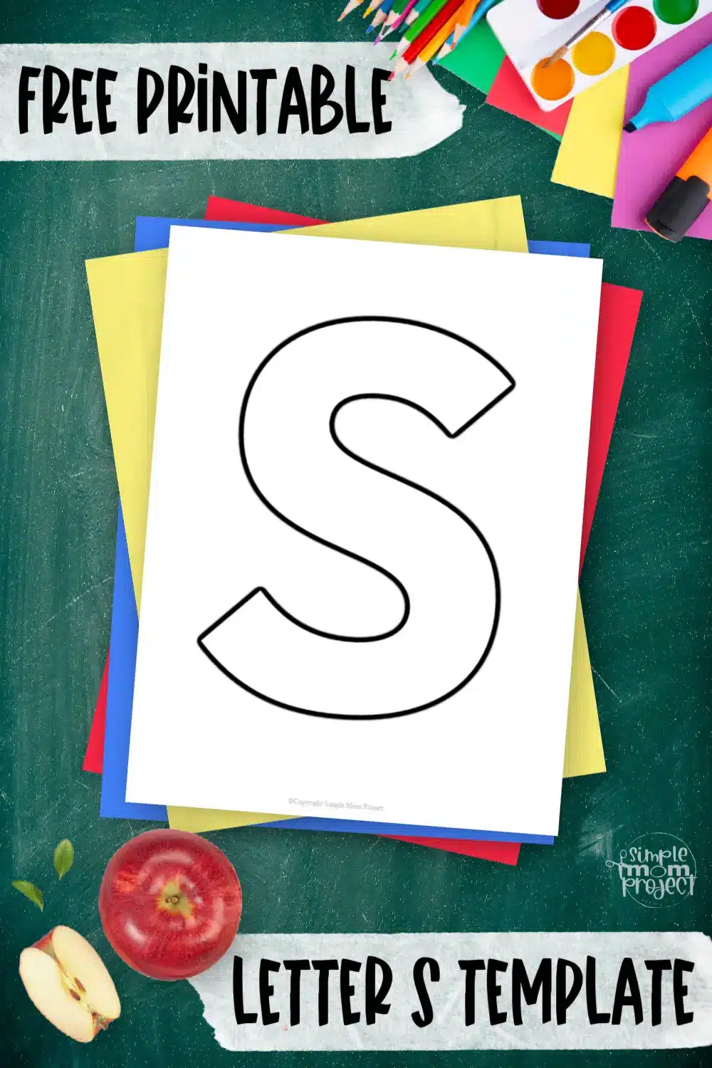 Printable upper case letter S template for letter S crafts for kindergarten, toddler, preschool, homeschool, alphabet crafts 3