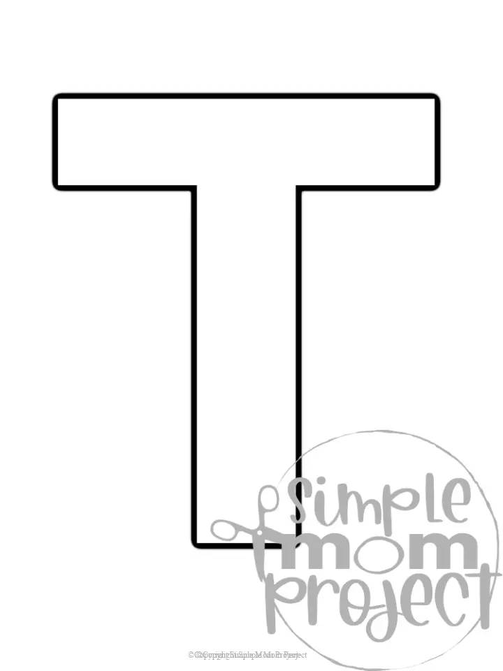 Printable upper case letter T template for letter T crafts for kindergarten, toddler, preschool, homeschool, alphabet crafts 1
