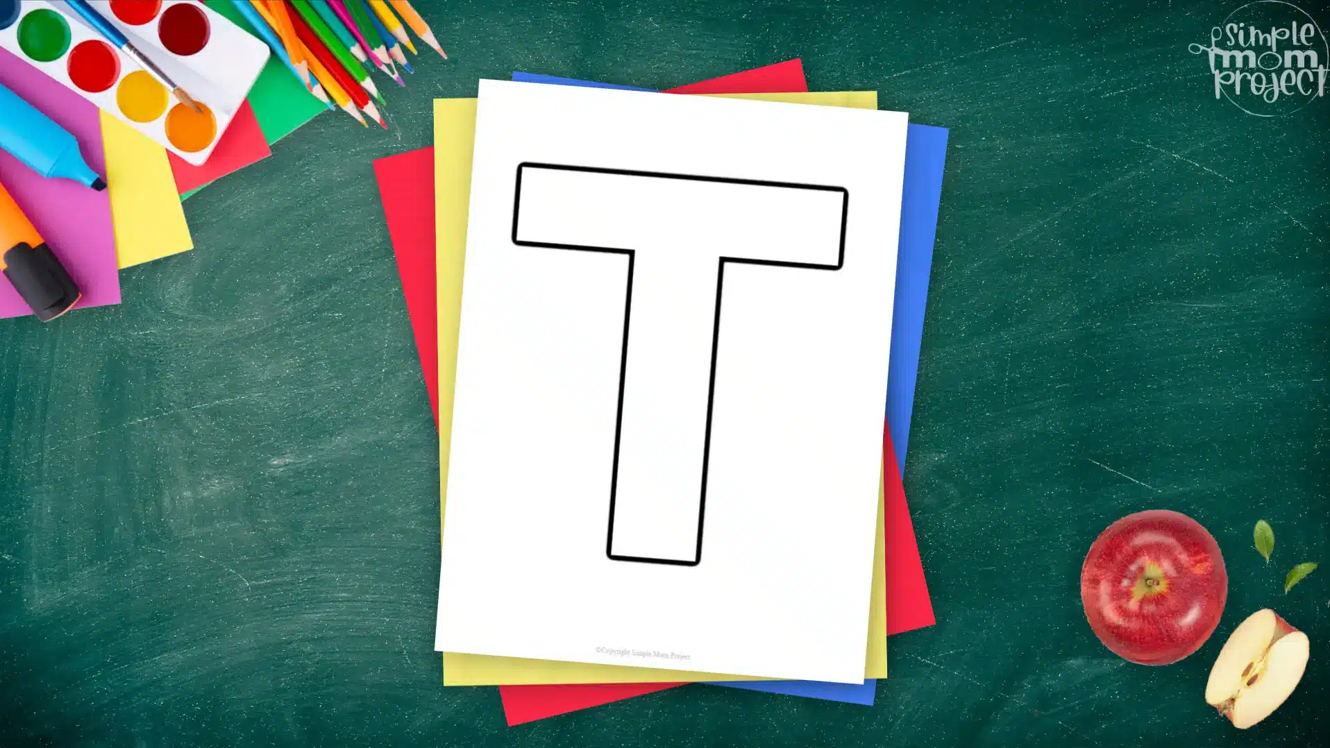Printable upper case letter T template for letter T crafts for kindergarten, toddler, preschool, homeschool, alphabet crafts 2
