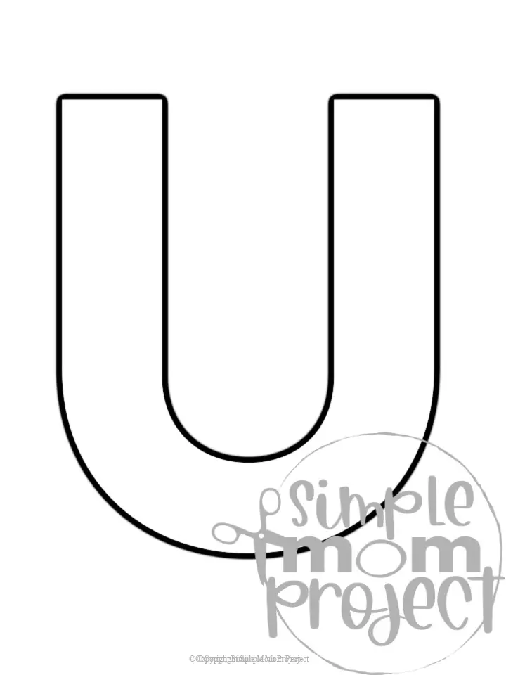 Printable upper case letter U template for letter U crafts for kindergarten, toddler, preschool, homeschool, alphabet crafts 1